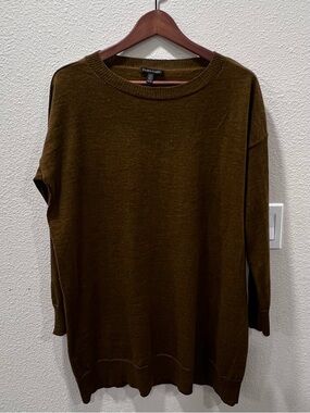 Eileen Fisher 100% Merino Wool Mustard Brown Oversized Sweater Women’s Size XS